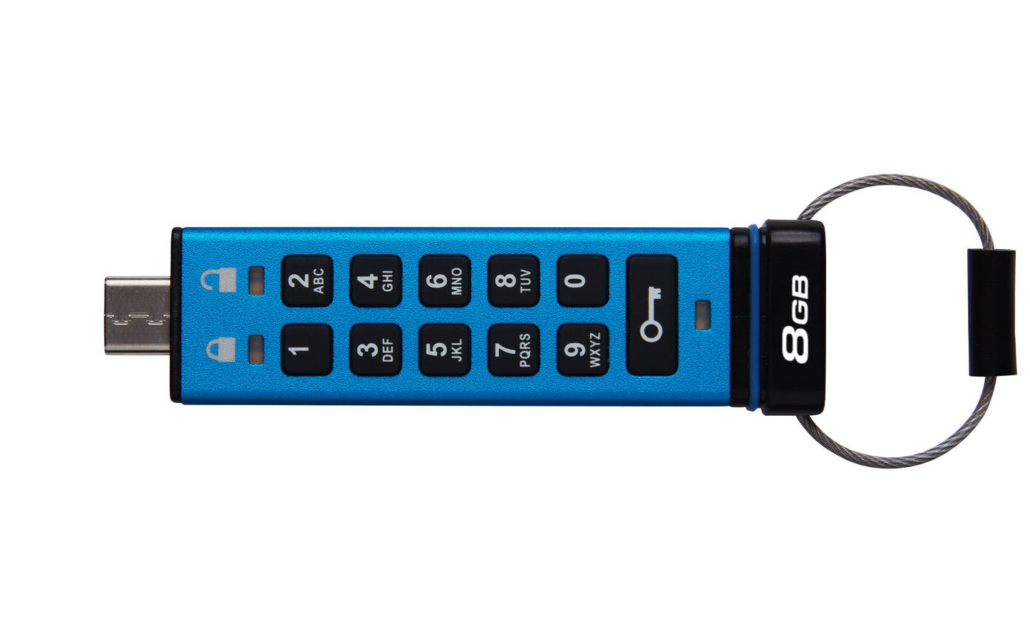 Kingston Technology - IronKey Keypad 200 unidad flash USB 8 GB USB Tipo C 3.2 Gen 1 (3.1 Gen 1) Azul