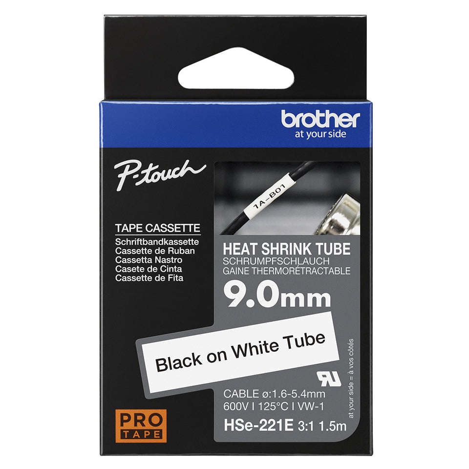 Brother HSE-221E cinta para impresora de etiquetas Negro sobre blanco