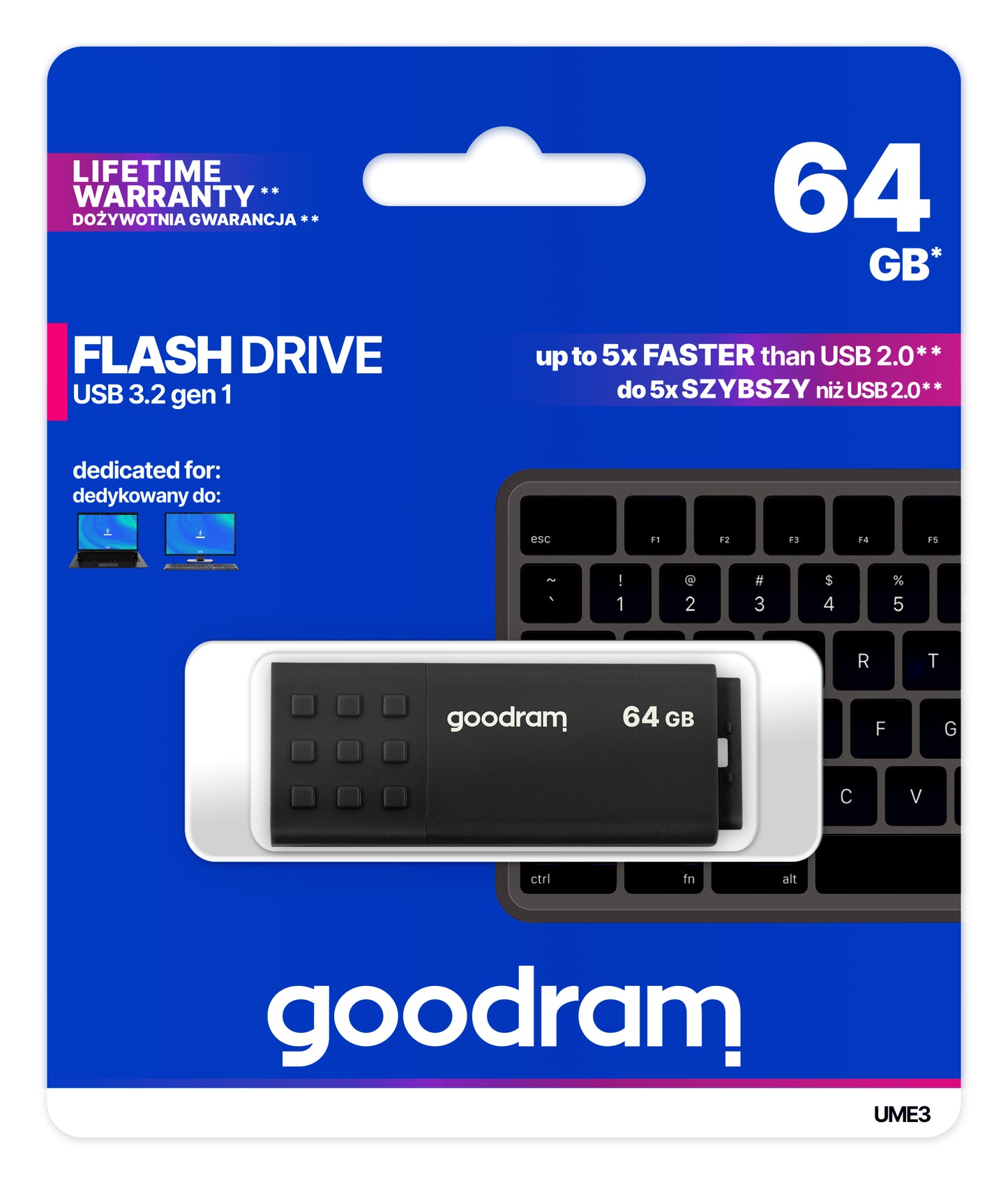 Goodram - UME3 unidad flash USB 64 GB USB tipo A 3.2 Gen 1 (3.1 Gen 1) Negro