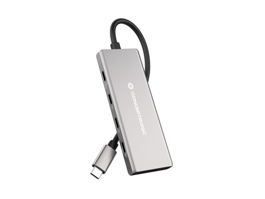 Conceptronic - HUBBIES17G hub de interfaz USB 3.2 Gen 2 (3.1 Gen 2) Type-C 10000 Mbit/s Gris