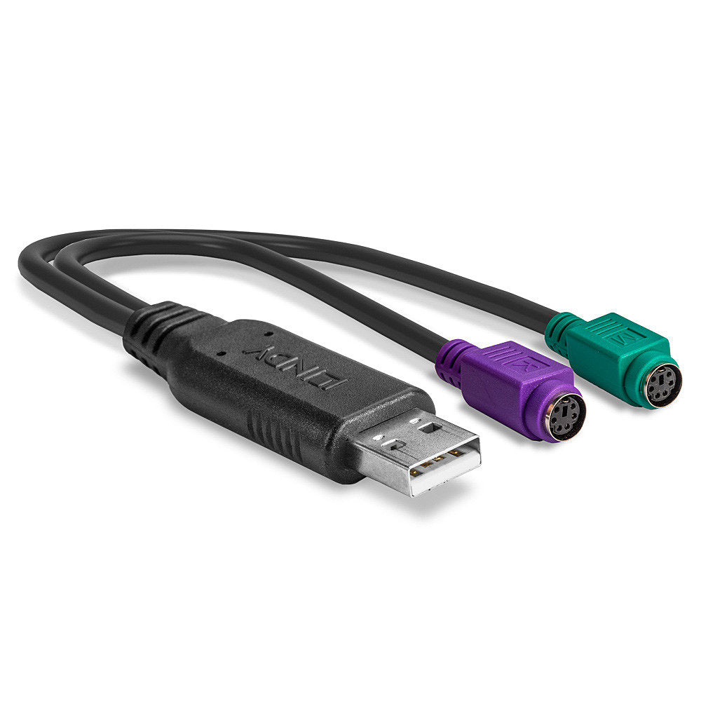 Lindy - 42651 cambiador de género para cable USB A 1.1 2 x Mini-DIN 6 Pin Negro