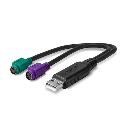 Lindy - 42651 cambiador de género para cable USB A 1.1 2 x Mini-DIN 6 Pin Negro