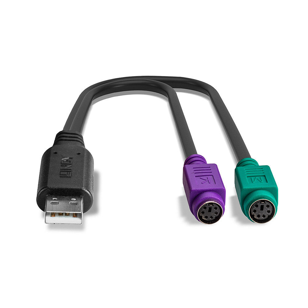 Lindy - 42651 cambiador de género para cable USB A 1.1 2 x Mini-DIN 6 Pin Negro