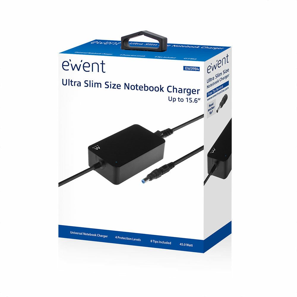 Ewent - EW3984 adaptador e inversor de corriente Interior 45 W Negro