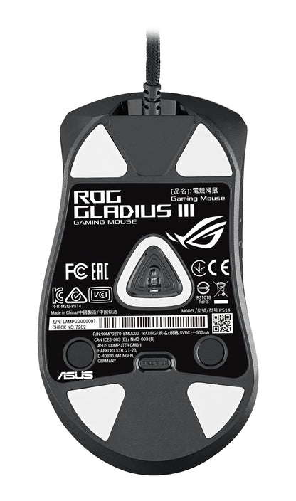 ASUS - ROG Gladius III ratón Juego mano derecha USB tipo A Óptico 19000 DPI