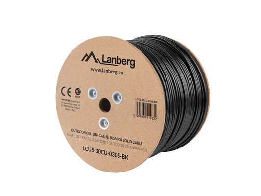 Lanberg - LCU5-12CU-0305-BK cable de red Negro 305 m Cat5e U/UTP (UTP)