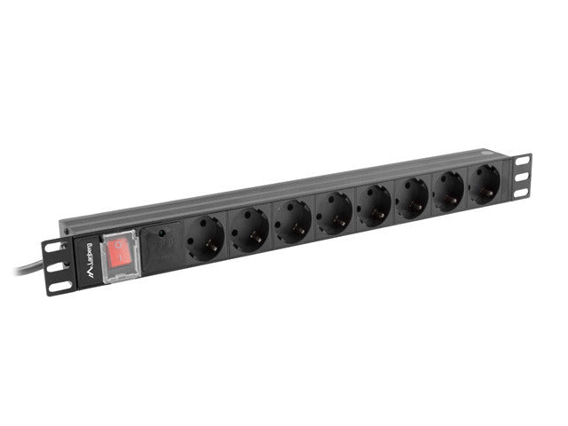 Lanberg - PDU-08F-0200-BK unidad de distribución de energía (PDU) 8 salidas AC 1U Negro