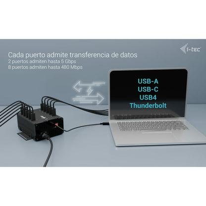 i-tec - USB-C/USB-A Metal Charging + data HUB  15W per port  10x USB-C