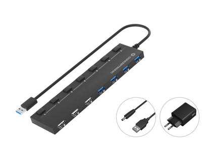 Conceptronic - HUBBIES09BP hub de interfaz USB 3.2 Gen 1 (3.1 Gen 1) Type-A 5000 Mbit/s Negro