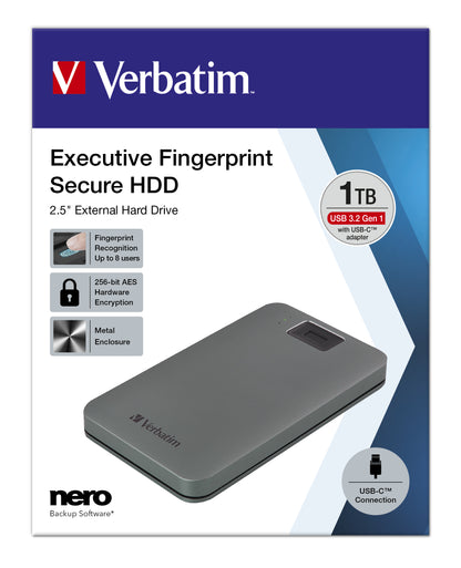 Verbatim - 53652 disco duro externo 1 TB 5400 RPM 2.5" USB Tipo C 3.2 Gen 1 (3.1 Gen 1) Gris