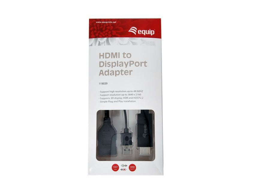 Equip - 119039 adaptador de cable de vídeo 0 15 m HDMI tipo A (Estándar) DisplayPort Negro