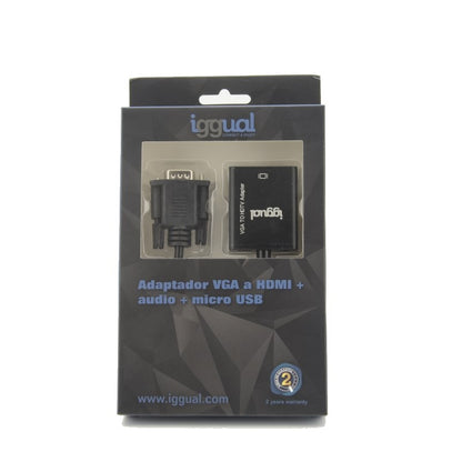 iggual - Adaptador VGA a HDMI + audio + microUSB