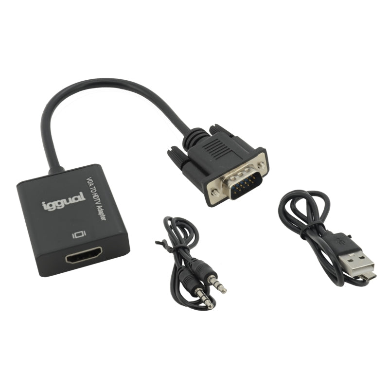 iggual - Adaptador VGA a HDMI + audio + microUSB