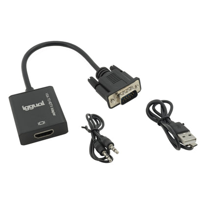 iggual - Adaptador VGA a HDMI + audio + microUSB