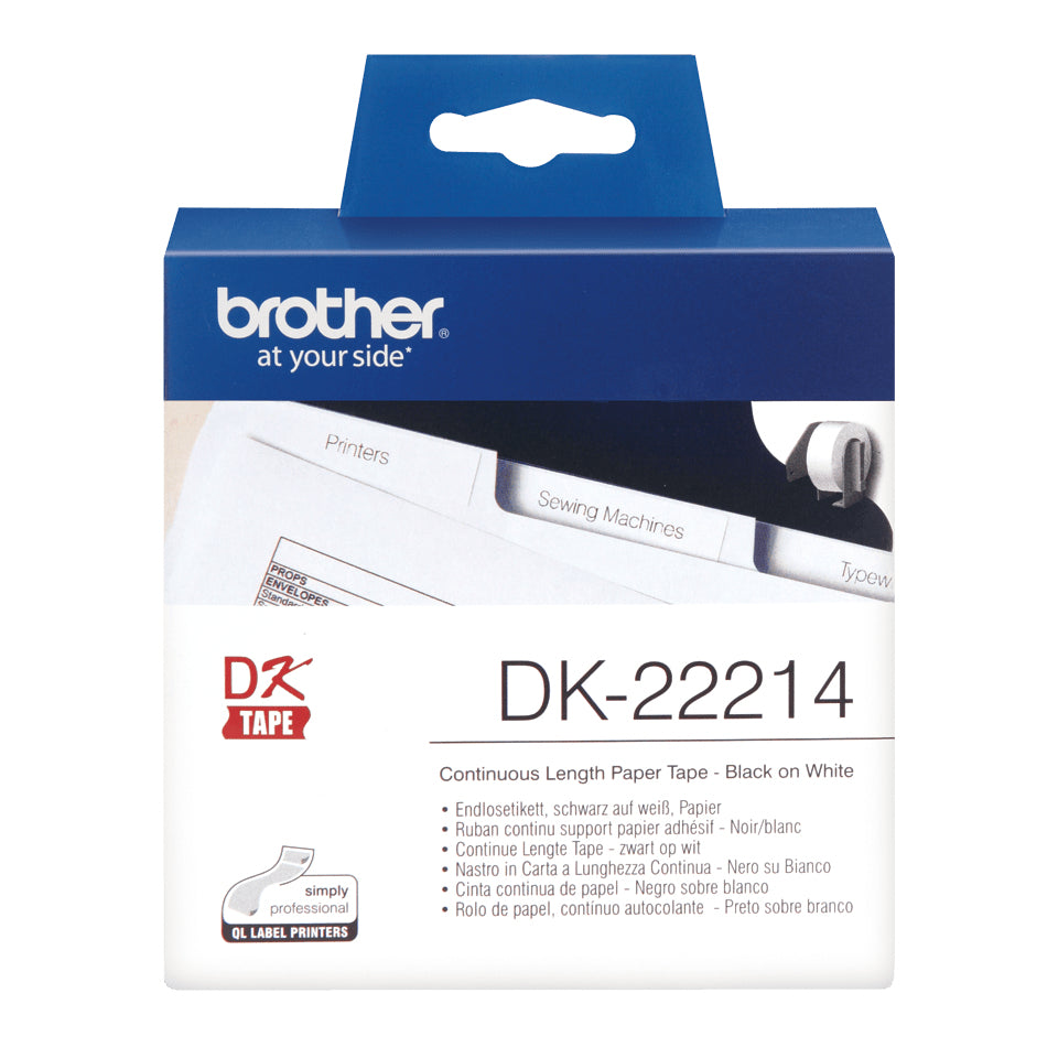 Brother DK-22214 cinta para impresora de etiquetas Negro sobre blanco