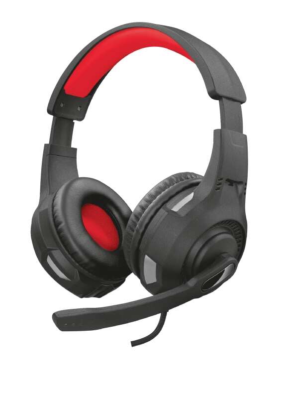 Trust Gaming GXT 307 Ravu Auriculares con Microfono - Microfono Plegable - Diadema Ajustable - Control en Cable - Compatible PS4, Nintendo Switch, Xbox One - Cable de 2m - Color Negro/Rojo 1 pieza(s)