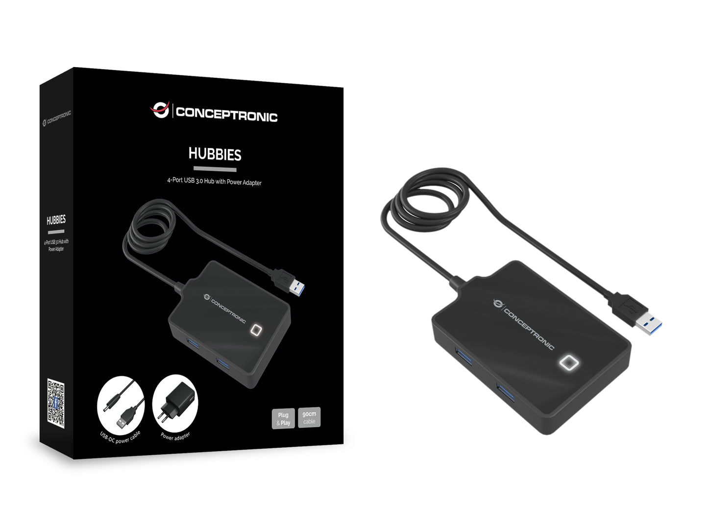 Conceptronic - HUBBIES11BP base para portátil y replicador de puertos USB 3.2 Gen 1 (3.1 Gen 1) Type-A Negro