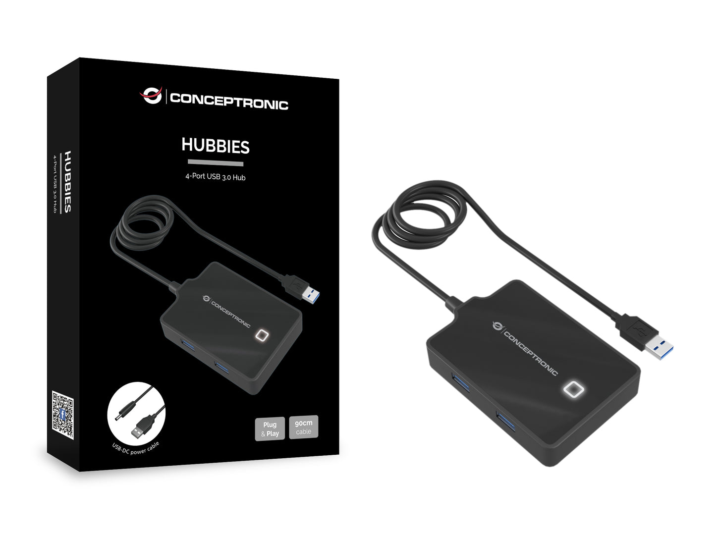 Conceptronic - HUBBIES11B base para portátil y replicador de puertos USB 3.2 Gen 1 (3.1 Gen 1) Type-A Negro