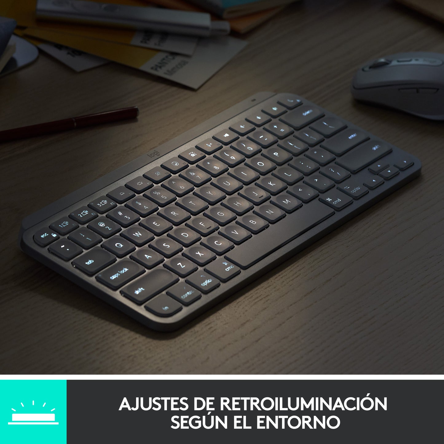 Logitech - MX Keys Mini For Mac Minimalist Wireless Illuminated Keyboard teclado Universal Bluetooth QWERTY Español Gris