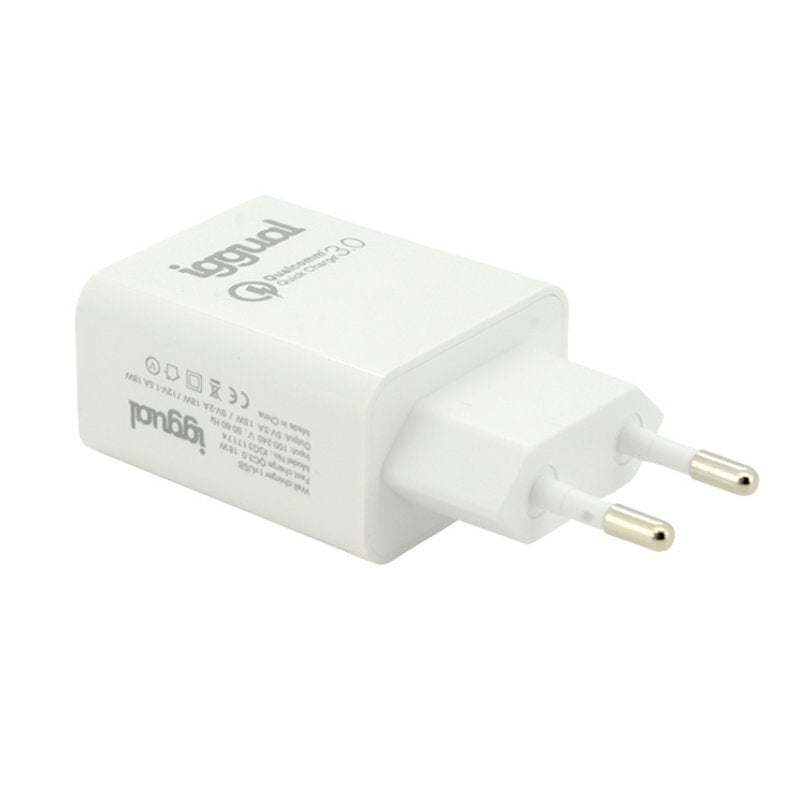 iggual - Cargador 1xUSB carga rápida QC3.0 18W