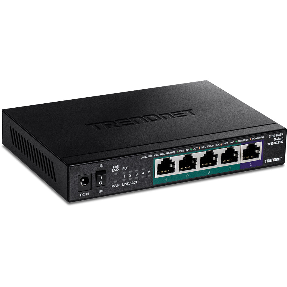 Trendnet - TPE-TG350 switch No administrado 2.5G Ethernet (100/1000/2500) Energía sobre Ethernet (PoE) Negro