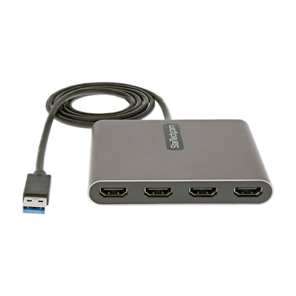 StarTech.com - Adaptador USB 3.0 a 4 Puertos HDMI - Tarjeta Gráfica y de Vídeo Externa - Dongle Llave USB-A a 4x HDMI - 1080p a 60Hz - Conversor Multimonitor USB a HDMI - Solo para Windows