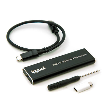 iggual - Caja externa USB-C 3.1 SSD M.2 NVMe y SATA