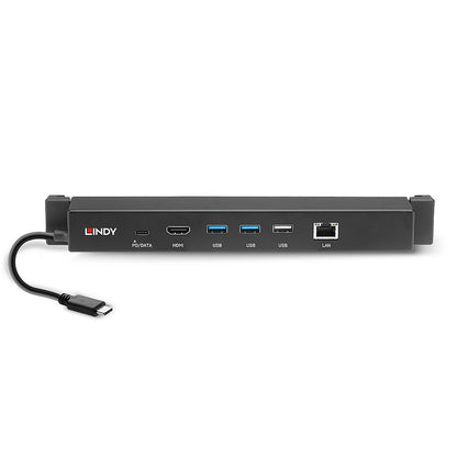 Lindy - 43319 base para portátil y replicador de puertos Alámbrico USB 3.2 Gen 1 (3.1 Gen 1) Type-C Negro