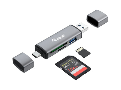 Equip - 245460 lector de tarjeta USB 3.2 Gen 1 (3.1 Gen 1) Type-A/Type-C Gris