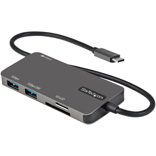 StarTech.com - Adaptador Multipuertos USB C - USB C a HDMI de 4K - 100W de Entrega de Alimentación PD - SD - MicroSD - Hub Ladrón USB 3.0 de 3 Puertos - Dock USB Tipo C - con Cable Incorporado de 30cm