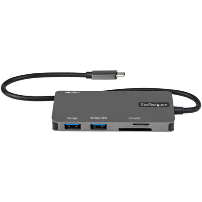 StarTech.com - Adaptador Multipuertos USB C - USB C a HDMI de 4K - 100W de Entrega de Alimentación PD - SD - MicroSD - Hub Ladrón USB 3.0 de 3 Puertos - Dock USB Tipo C - con Cable Incorporado de 30cm