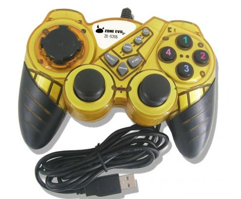 Zone Evil - ZE-535S YELLOW mando y volante Amarillo USB Gamepad Analógico/Digital PC