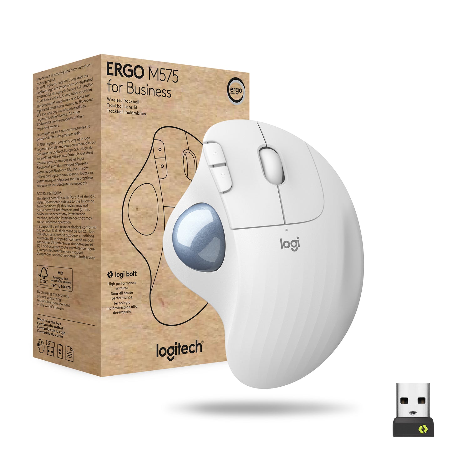 Logitech - ERGO M575 for Business ratón Oficina mano derecha RF Wireless + Bluetooth Trackball 2000 DPI