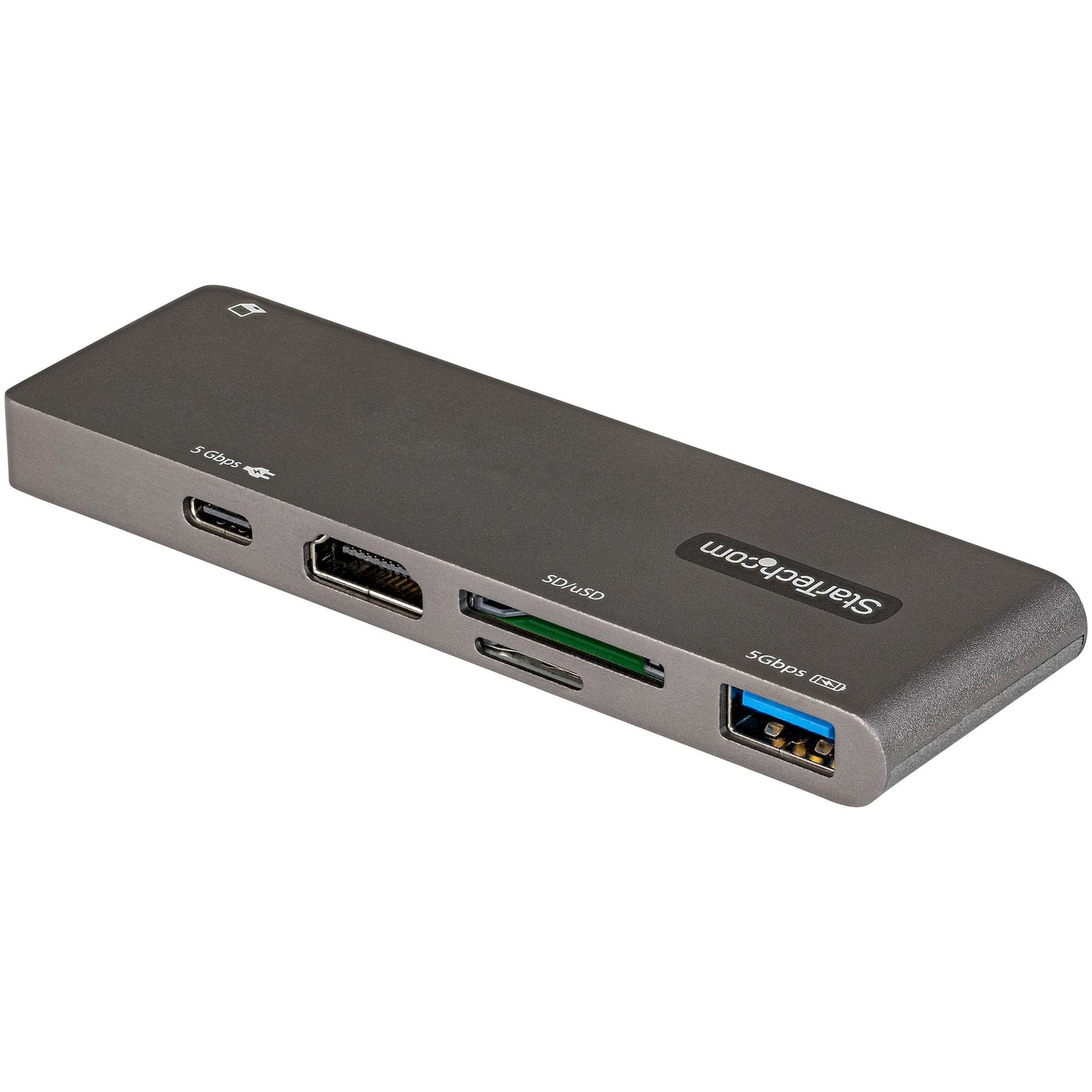 StarTech.com - Adaptador Multipuertos USB C para MacBook Pro/Air - Docking Station USB Tipo C a HDMI 4K - con PD de 100W Pass-through - Lector de Tarjetas SD MicroSD - Hub Ladrón USB 3.0 de 2 Puertos