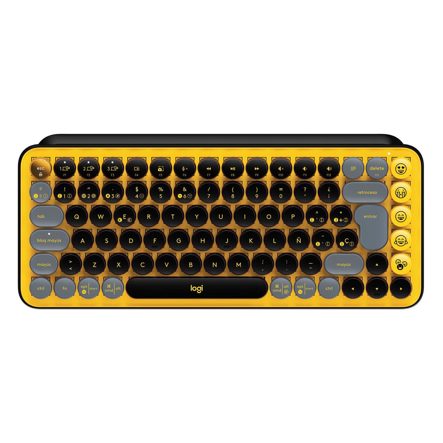 Logitech - POP Keys Wireless Mechanical Keyboard With Emoji Keys teclado Universal RF Wireless + Bluetooth QWERTY Español Negro  Gris  Amarillo