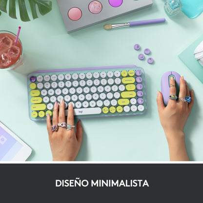 Logitech - POP Keys Wireless Mechanical Keyboard With Emoji Keys teclado Universal RF Wireless + Bluetooth QWERTY Español Color menta  Violeta  Blanco  Amarillo