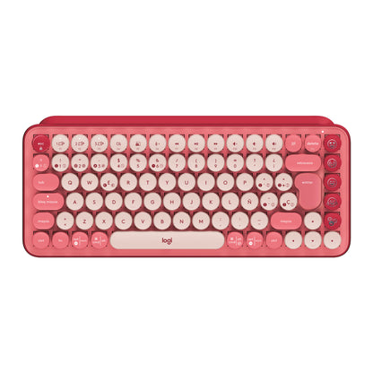 Logitech - POP Keys Wireless Mechanical Keyboard With Emoji Keys teclado Universal RF Wireless + Bluetooth QWERTY Español Borgoña  Rosa  Rosa