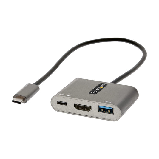 StarTech.com - Adaptador Multipuertos USB C  USB Tipo C a HDMI  Vídeo de 4K  PD de 100W  Pass Through  Hub Ladrón USB 3.0 1x USBC 1x USBA  Mini Docking Station USBC para Portátil