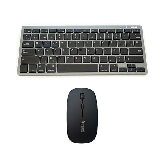 iggual - IGG316917+IGG316771 teclado Ratón incluido Bluetooth QWERTY Gris