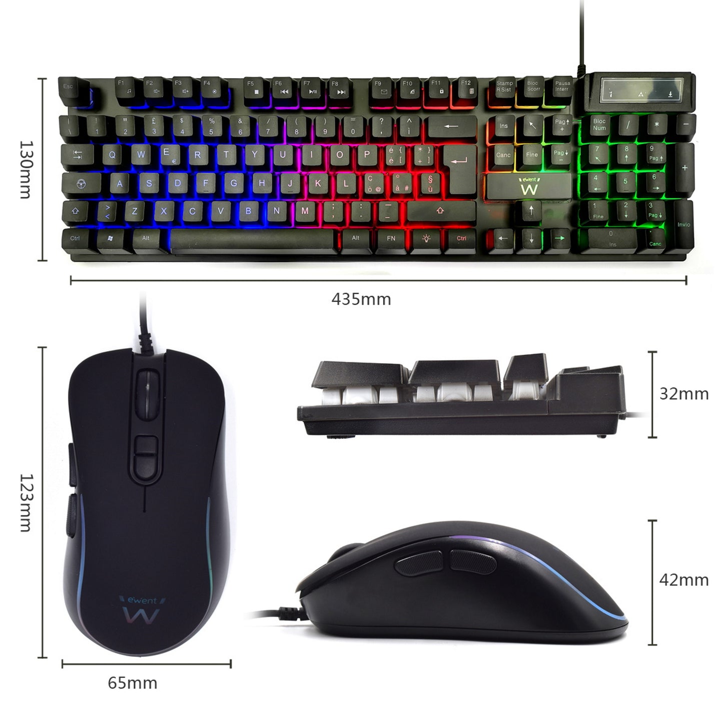 Ewent - PL3201 teclado Ratón incluido Juego USB QWERTY Español Negro