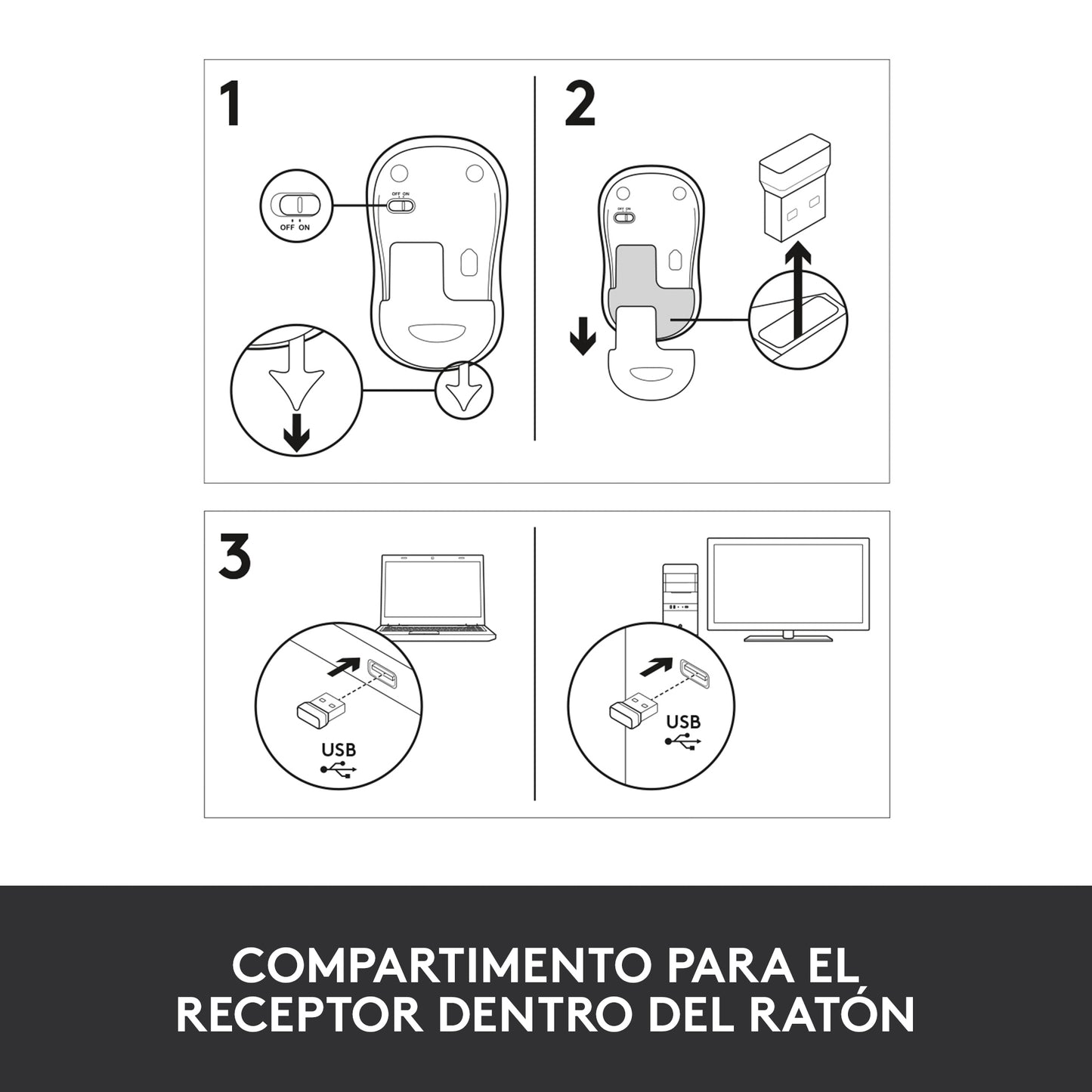 Logitech - M185 ratón Oficina Ambidextro RF inalámbrico Óptico 1000 DPI