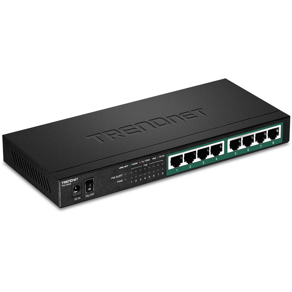 Trendnet - TPE-TG83 switch No administrado Gigabit Ethernet (10/100/1000) Energía sobre Ethernet (PoE) Negro