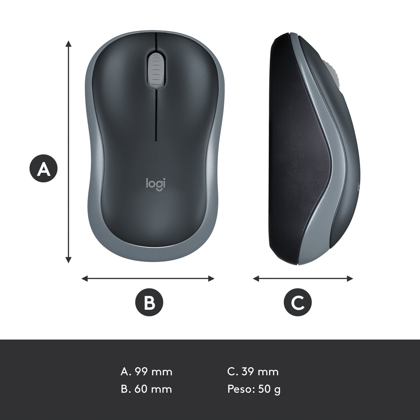 Logitech - M185 ratón Oficina Ambidextro RF inalámbrico Óptico 1000 DPI