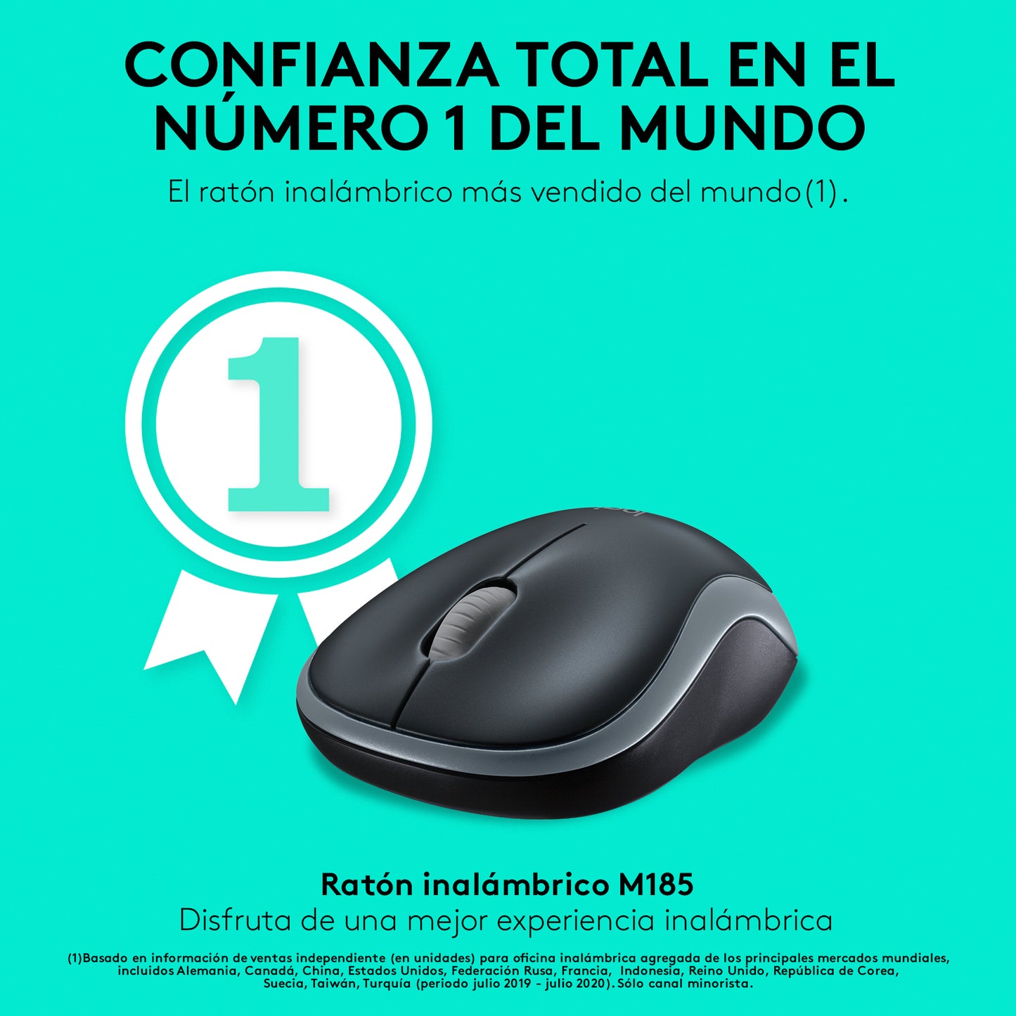 Logitech - M185 ratón Oficina Ambidextro RF inalámbrico Óptico 1000 DPI