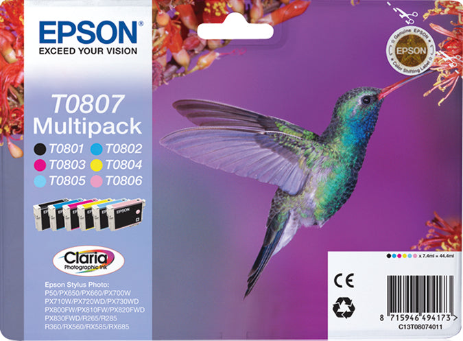 Epson Hummingbird Multipack T0807 6 colores