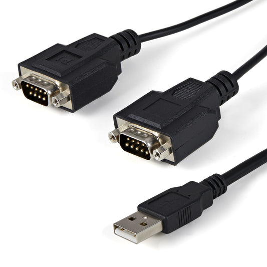 StarTech.com - Cable 1 8m USB a 2 Puertos Serie Serial RS232 DB9 Retención del Puerto de Asignación COM