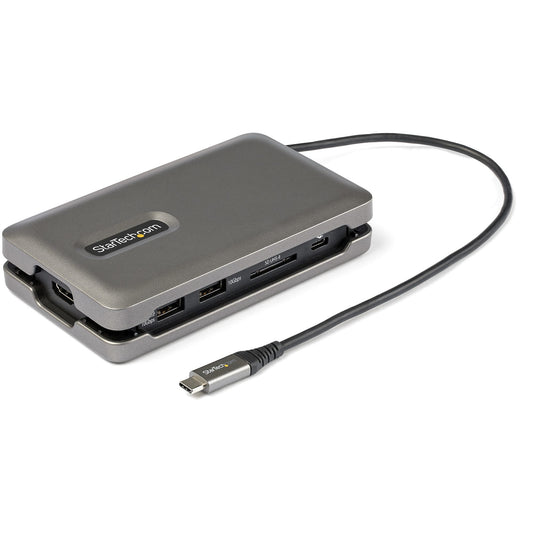 StarTech.com - Adaptador Multipuertos USB-C - USB Tipo C a HDMI 2.0 4K a 60Hz - Hub Ladrón USB de 2 Puertos de 10Gbps - con PD de Paso de 100W - GbE - SD/MicroSD - Mini Docking Station