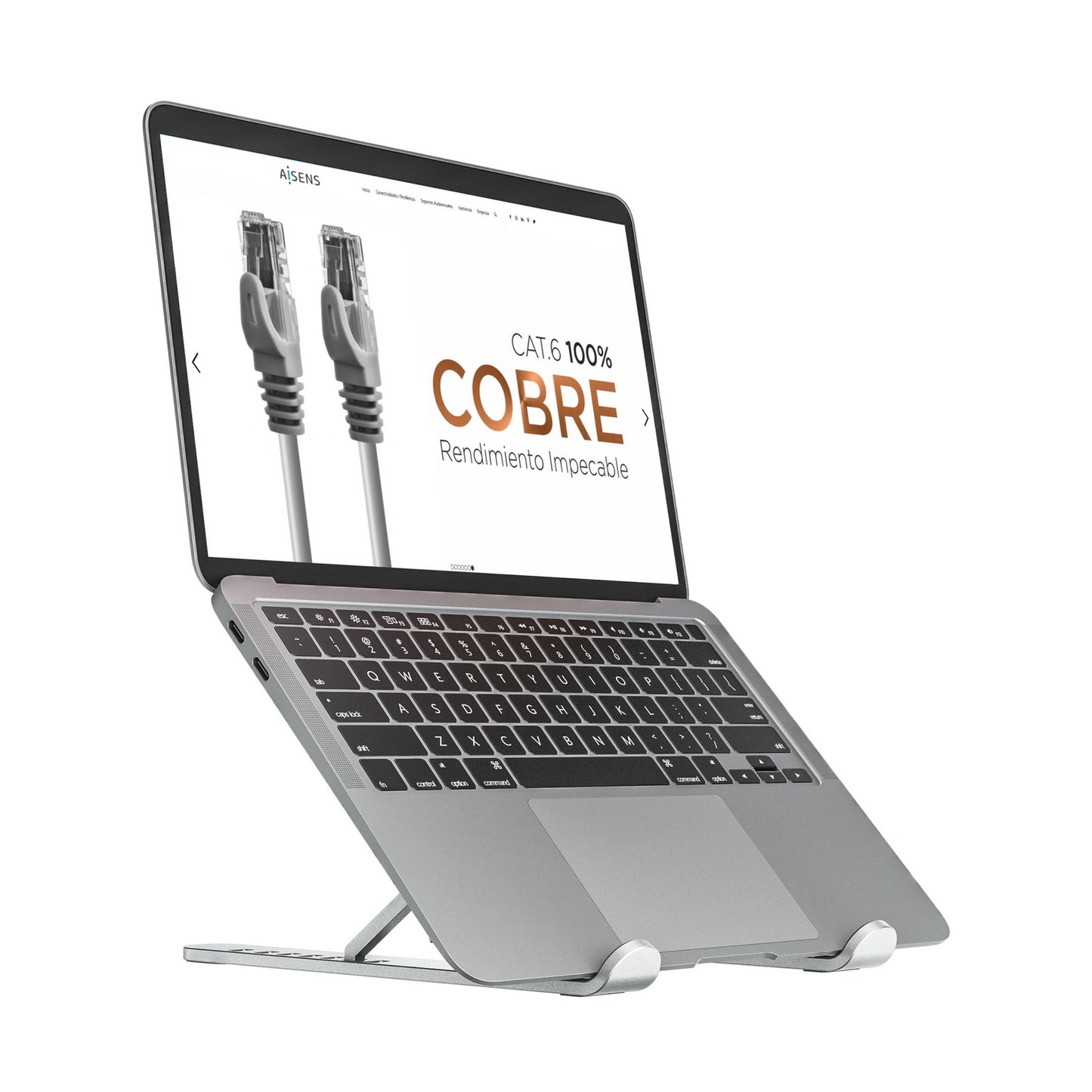 AISENS - Soporte De Sobremesa Ajustable Para Portatil / Tablet  Plata