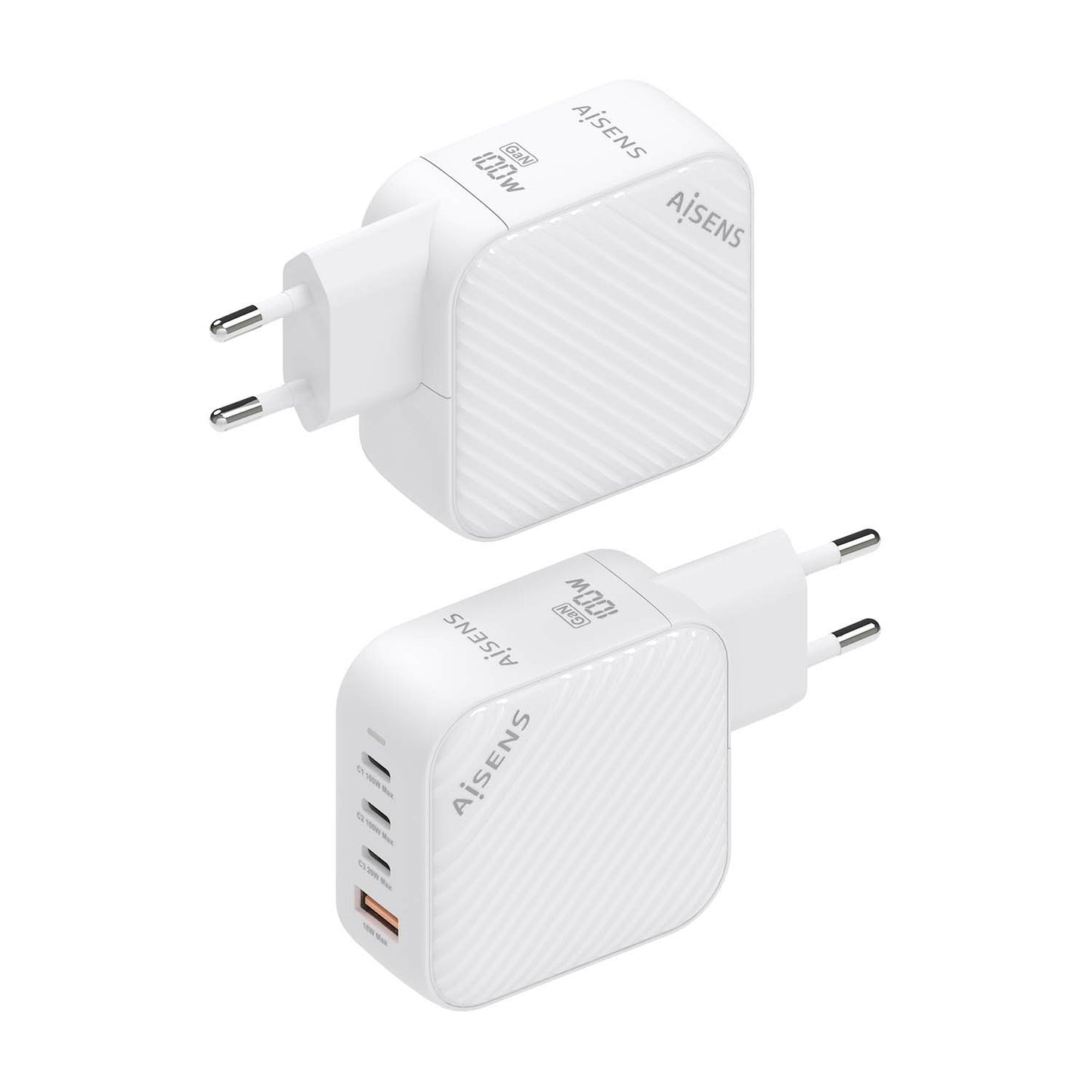 AISENS - Cargador GaN 100W  3xUSB-C PD3.0 QC4.0  1xUSB-A QC3.0  Blanco