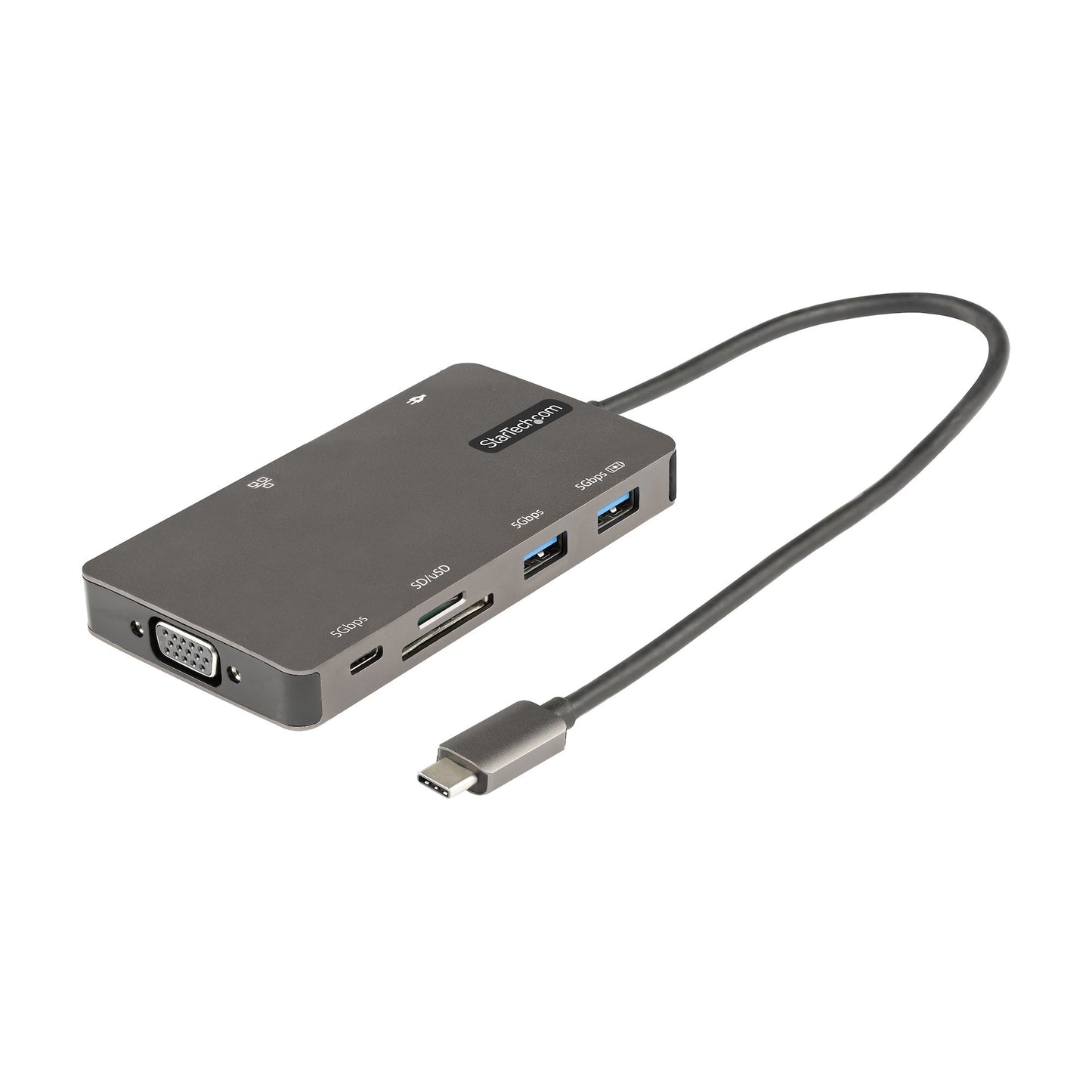 StarTech.com - Adaptador Multipuertos USB C - Docking Station de Viajes HDMI 4K 30Hz o VGA - Hub Ladrón USB 3.0 de 5Gbps (USB-A / USB Tipo C) - PD de 100W - SD/Micro SD - GbE - Replicador